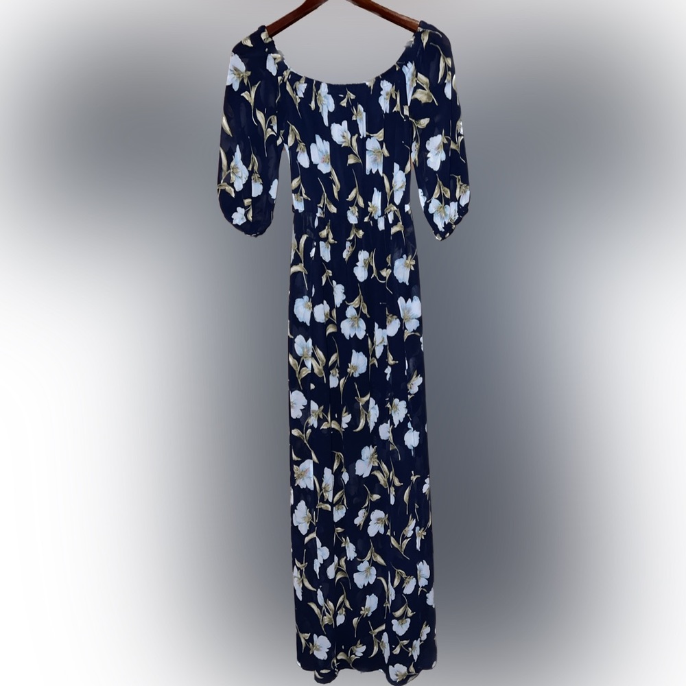 Hot Glam | Navy Blue & Floral Maxi Dress